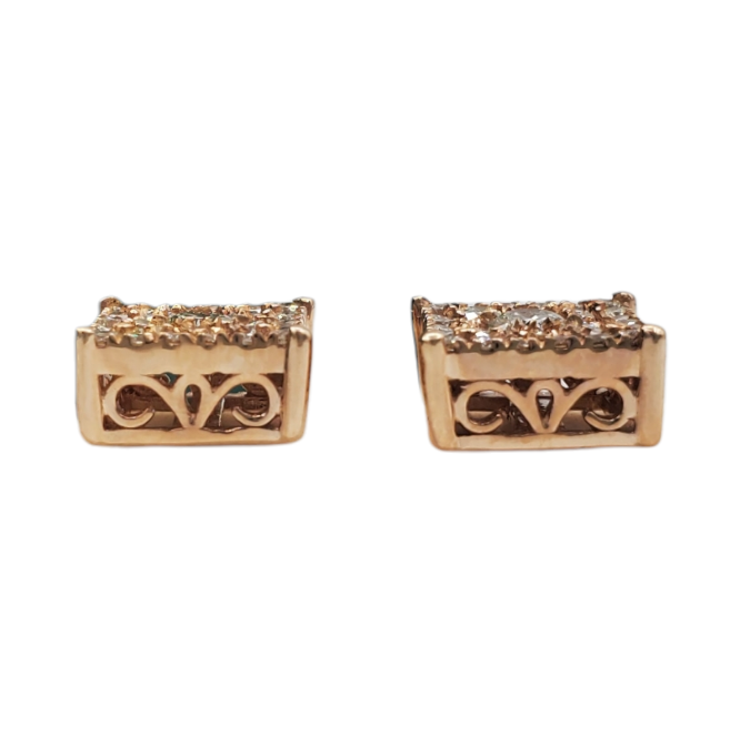 Diamond Square Earrings 1.20ct 14K Rose Gold