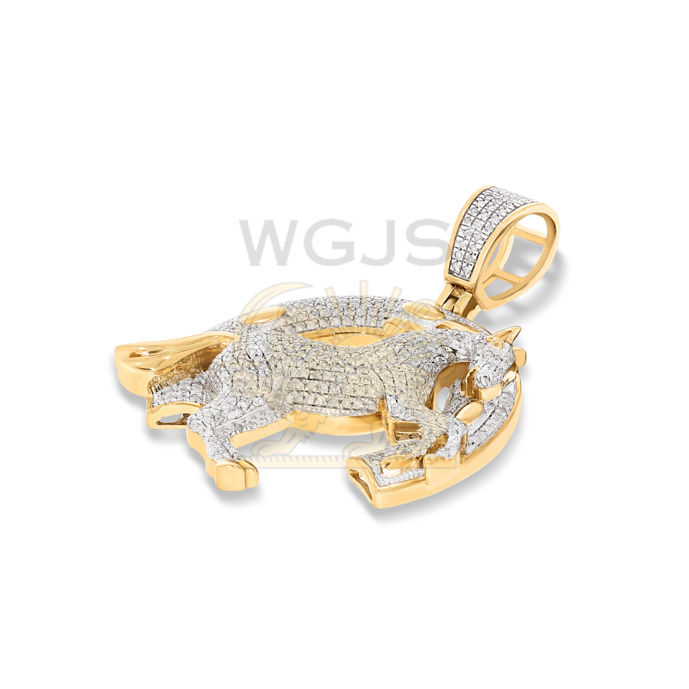 Diamond Horse and Horseshoe Pendant 0.97 ct. 10k Yellow Gold