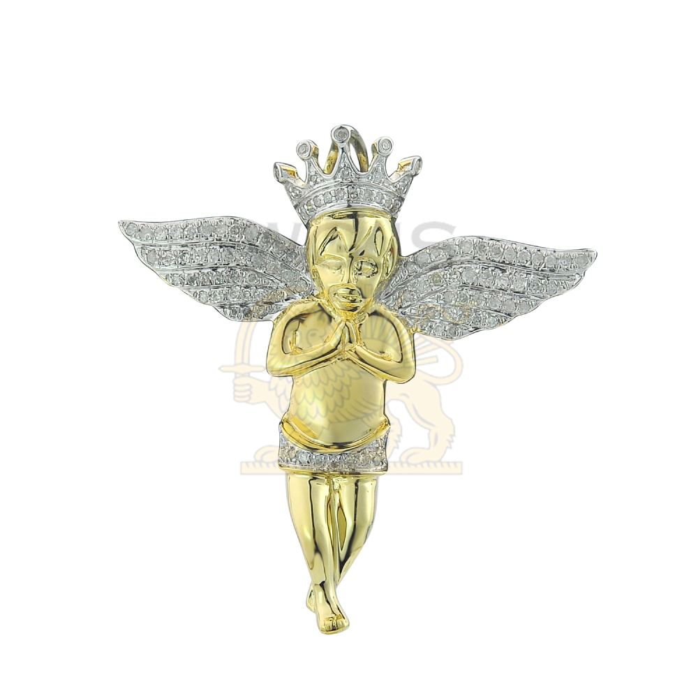 Diamond Angel Pendant -- 0.38CT 10K Yellow Gold