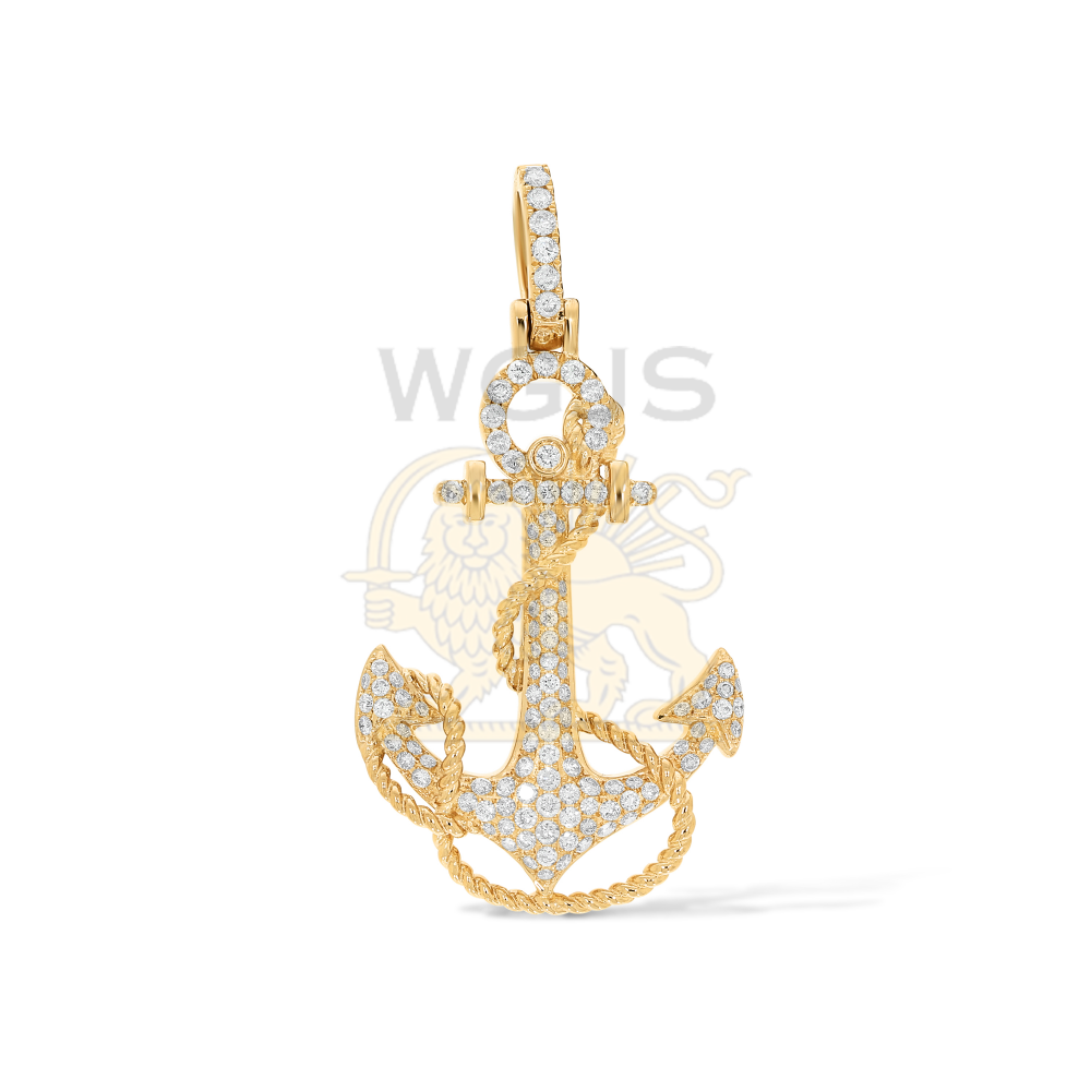 Diamond Anchor Pendant 0.85 ct. 10k Yellow Gold