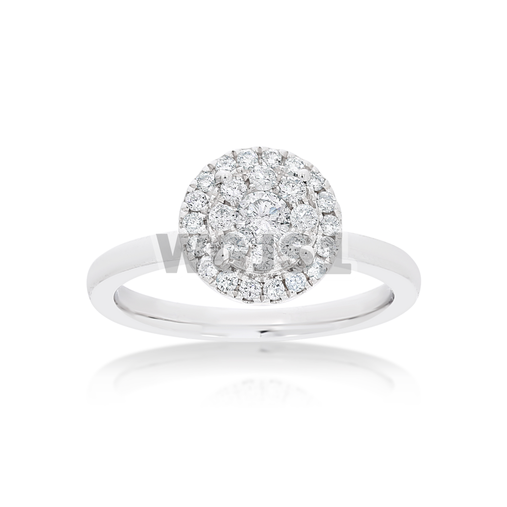 Diamond Engagement Ring Round Halo Cluster 0.45 ct. 14k White Gold