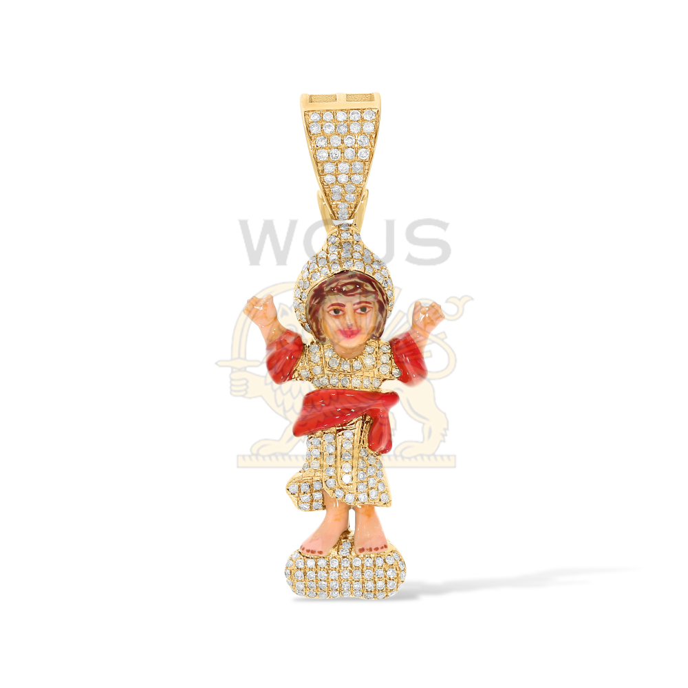 Diamond Enamel Baby Jesus 0.45 ct. 14k Yellow Gold