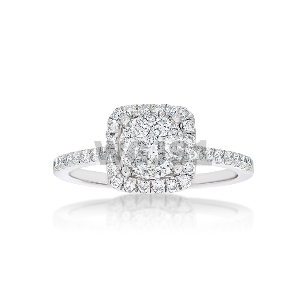 Diamond Engagement Ring Round Halo 0.60 ct. 14k White Gold