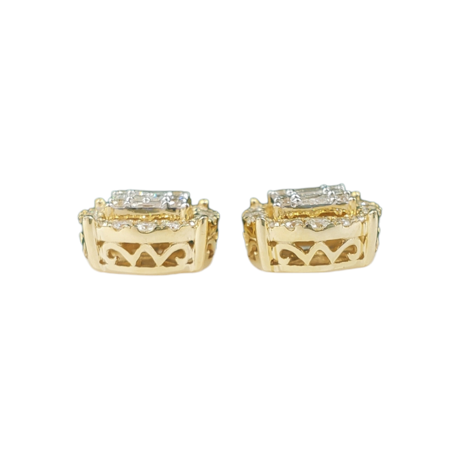 Baguette Diamond Earrings 1.05ct 14k Yellow Gold