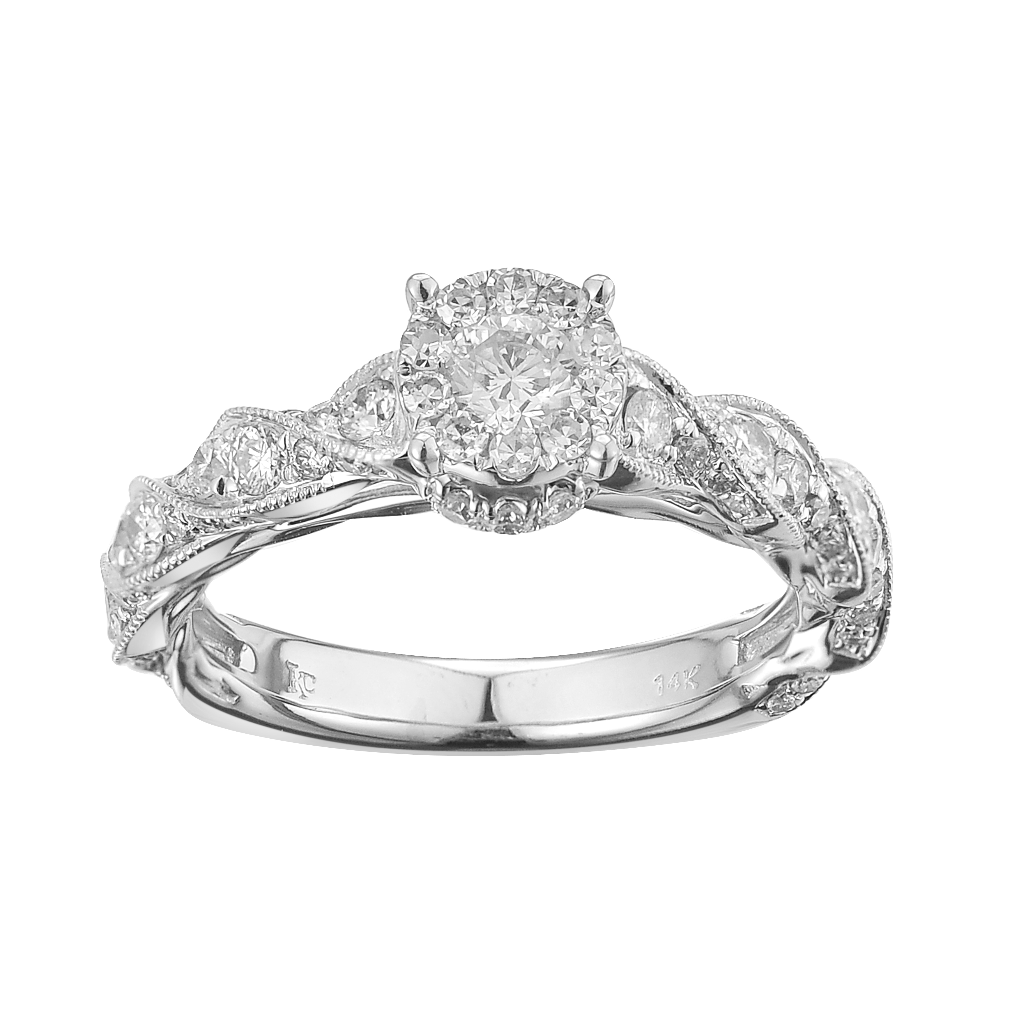 Diamond Engagement Ring  0.69 ct. 14K White Gold 4.41 g