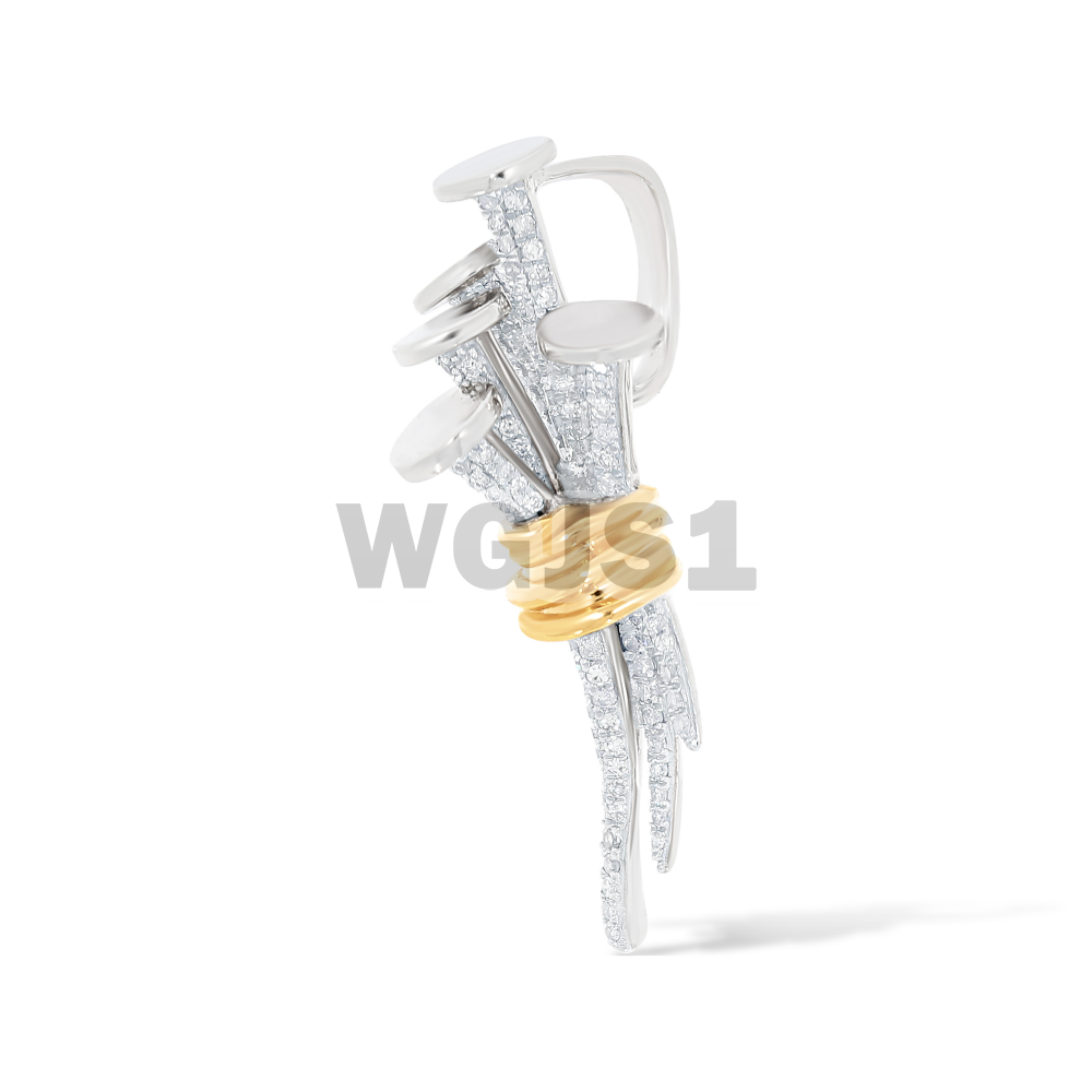 Curved Nails Pendant with Yellow Gold Accent 0.35 ct. 14k White Gold