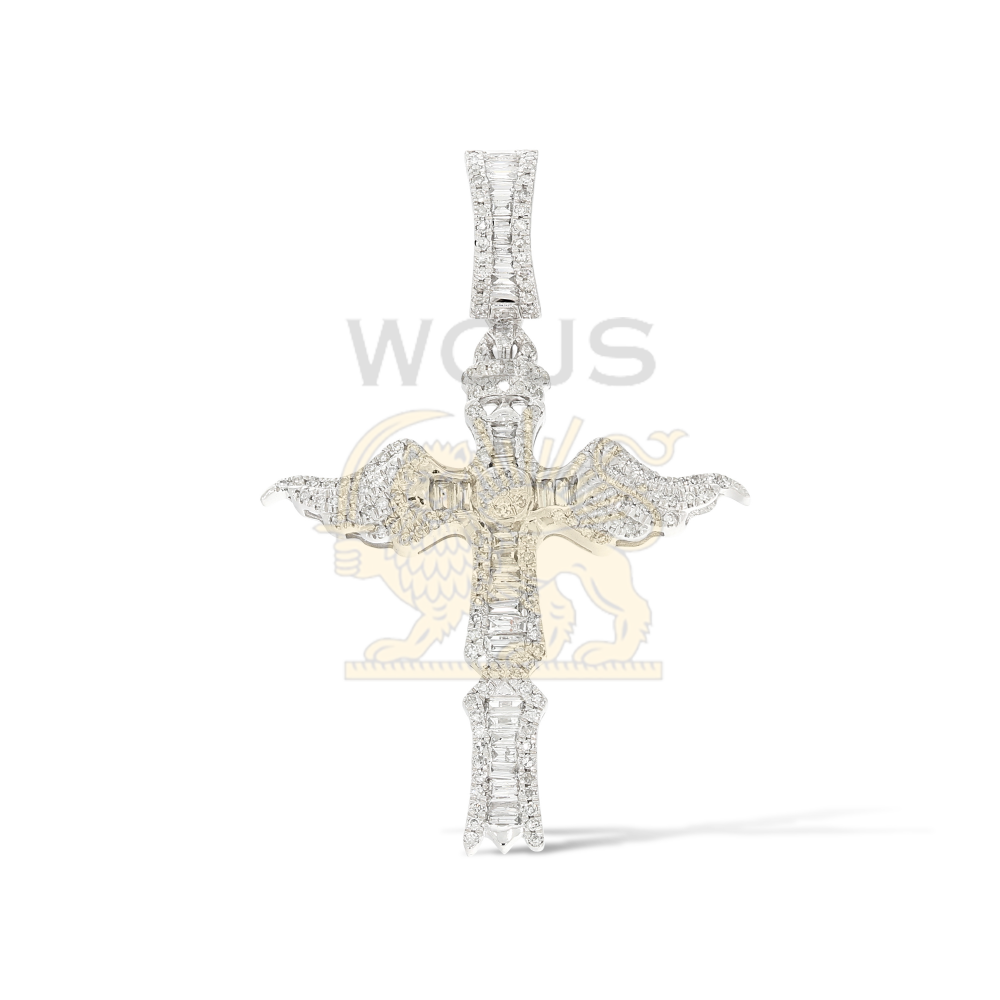 Baguette Diamond Cross Pendant 0.86 ct. 14k White Gold