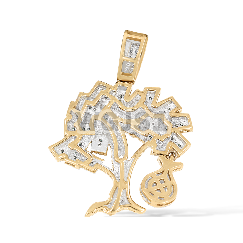 Diamond Money Tree with Money Bag Pendant 0.70 ct. 10k Yellow Gold