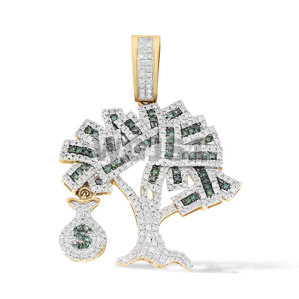 Diamond Money Tree with Money Bag Pendant 0.70 ct. 10k Yellow Gold