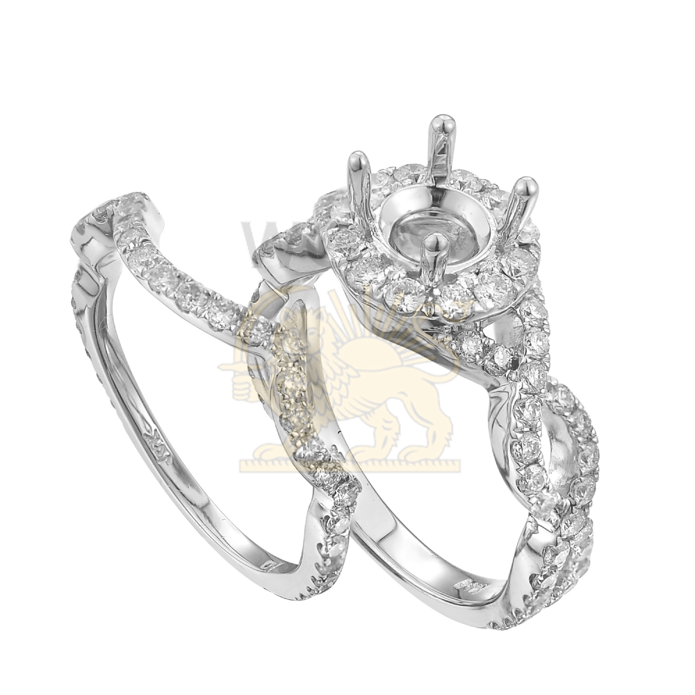 2 PC Diamond Engagement Ring  SET-1.09CT 14K White Gold
