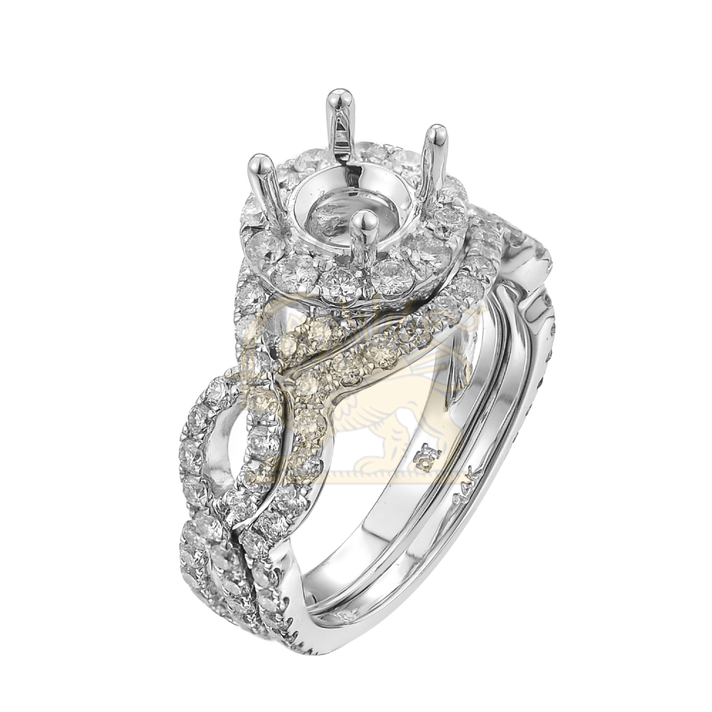2 PC Diamond Engagement Ring  SET-1.09CT 14K White Gold