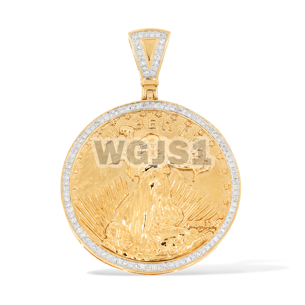 Diamond Liberty  Coin Style Medallion 0.65 ct. 14k Yellow Gold