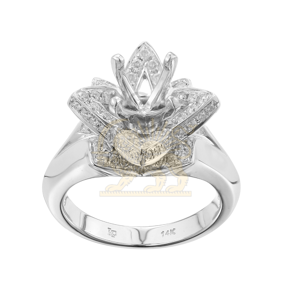 Diamond Engagement Mounting Ring  0.87 ct. 14K White Gold