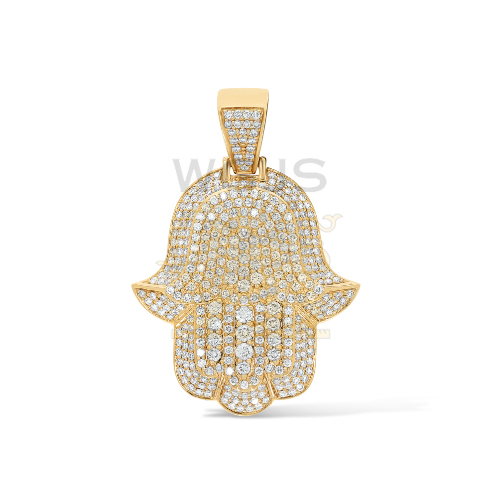 Diamond Hamza Hand Pendant 2.35 ct. 10k Yellow Gold