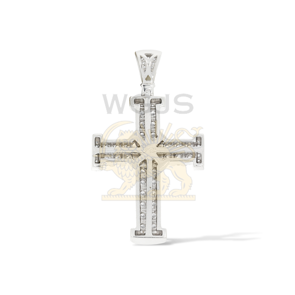 Diamond Cross Pendant 1.72 ct. 10k White Gold