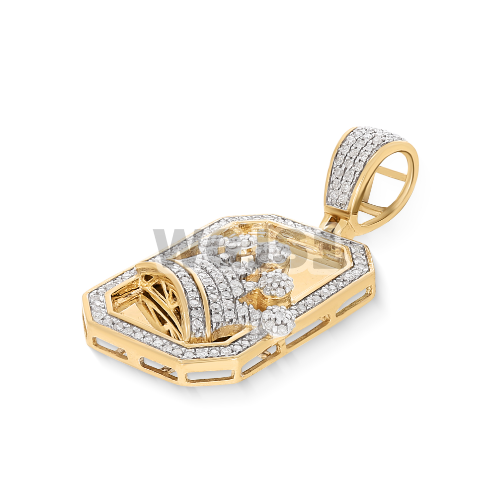 Diamond Crown Dog Tag Pendant 0.56 ct. 10k Yellow Gold