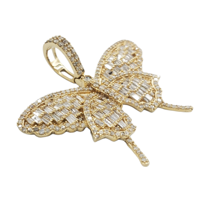 Diamond Butterfly Brooch/ Pendant 14K White Gold