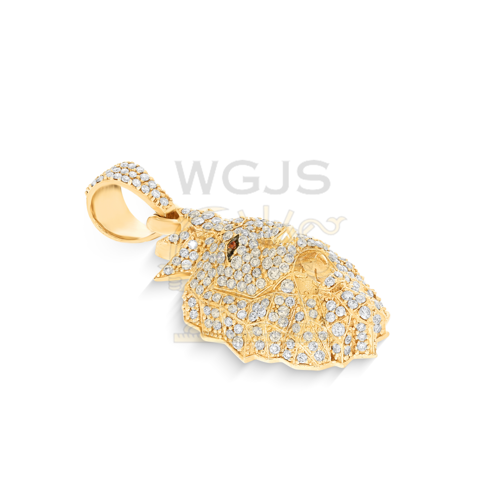 Diamond Lion Head Pendant 1.50 ct. 14k Yellow Gold