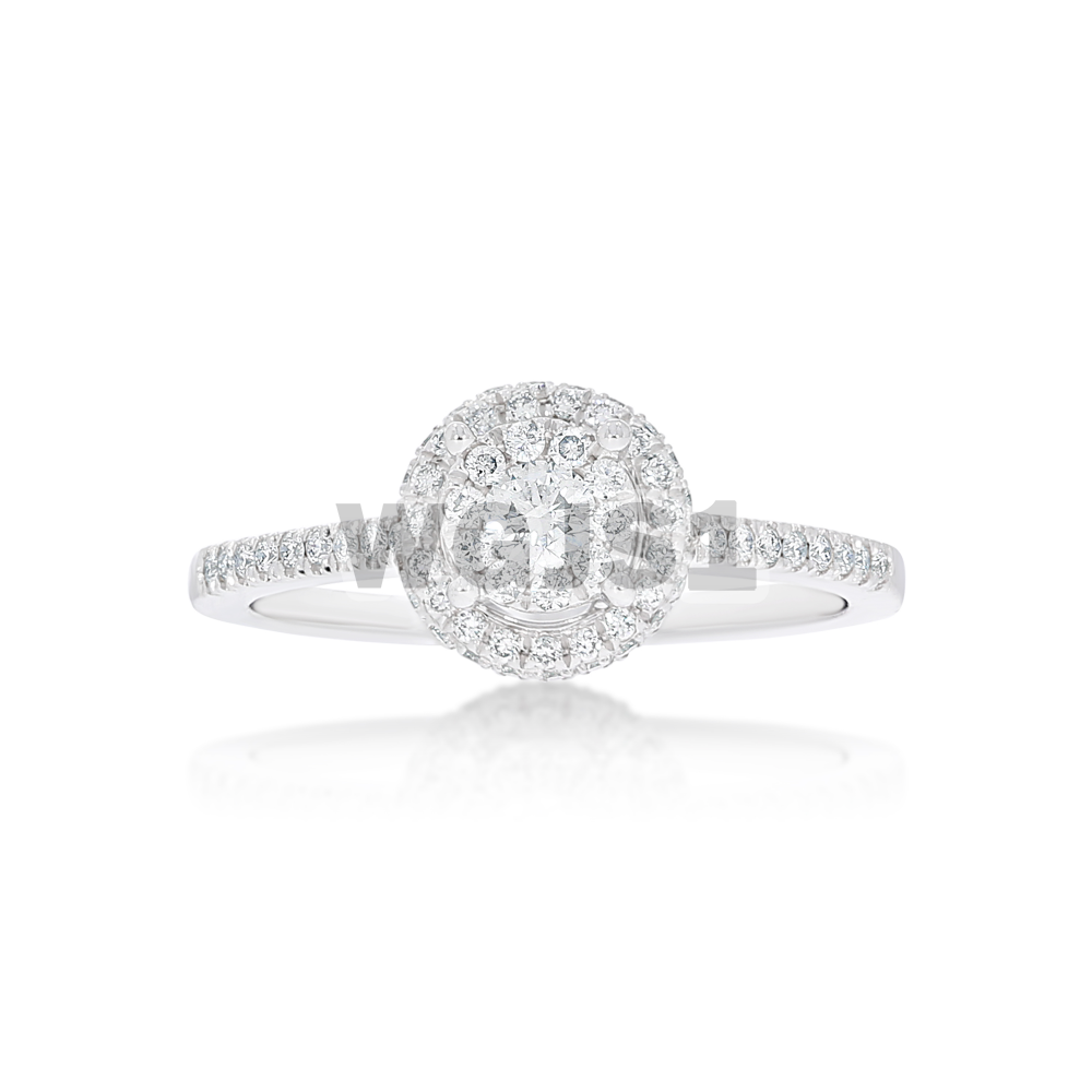 Diamond Engagement Ring  Halo Setting 0.41 ct. 14k White Gold