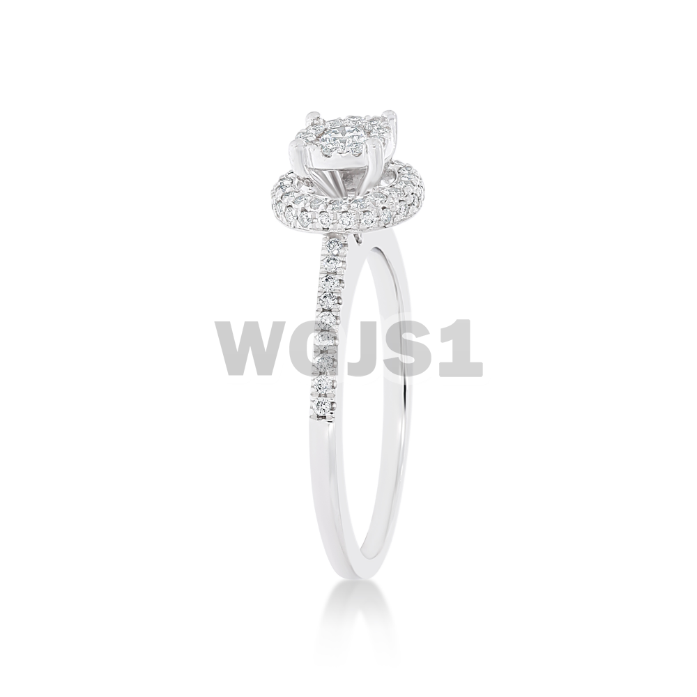 Diamond Engagement Ring  Halo Setting 0.41 ct. 14k White Gold
