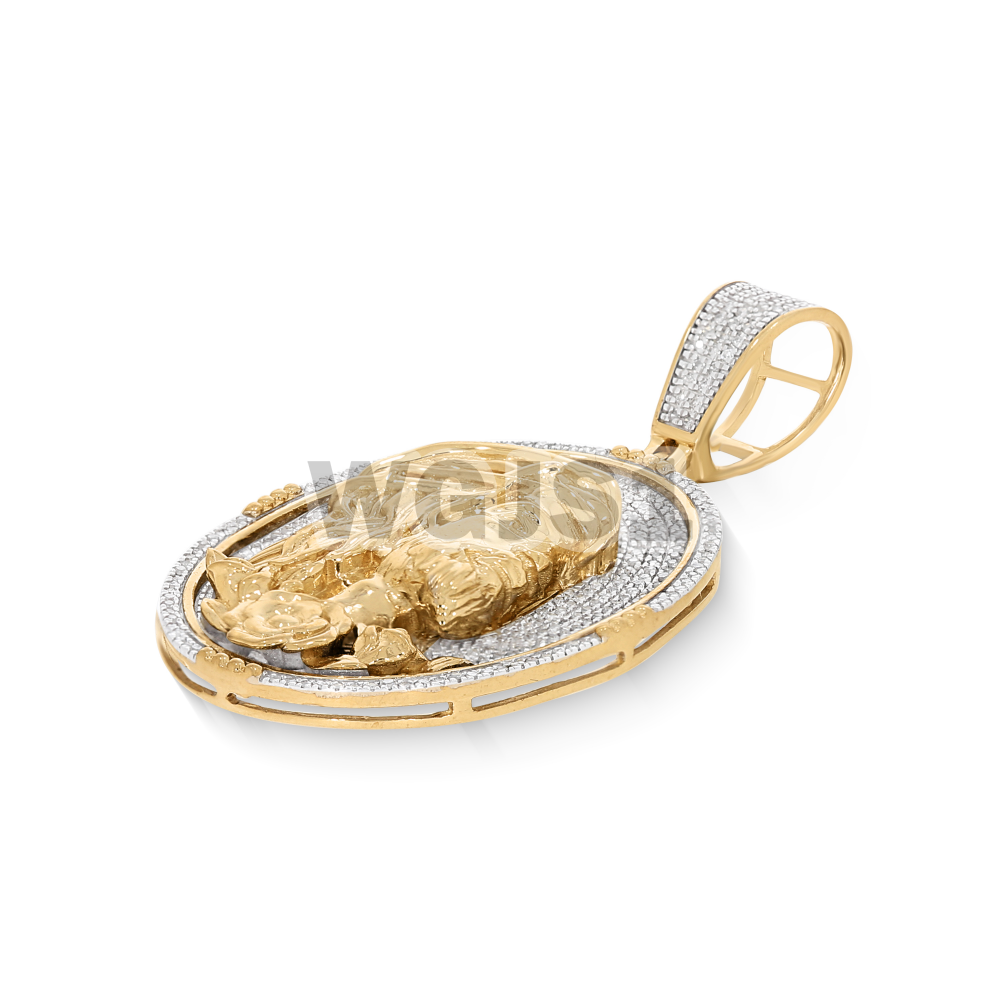 Jesus Head Oval Diamond Pendant 0.55 ct. 10k Yellow Gold