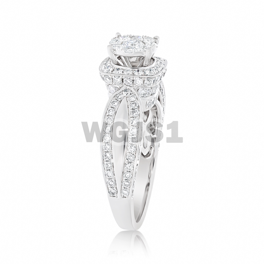 Diamond Engagement Ring 1.90 ct. Rounded Square 14k White Gold