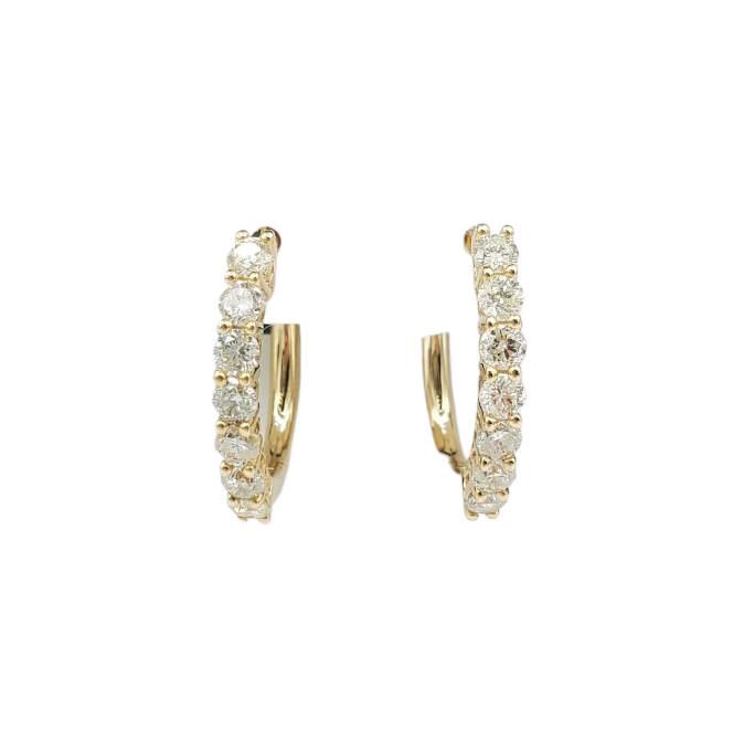Diamond Huggies Earrings 1.44ct 14K Yellow Gold