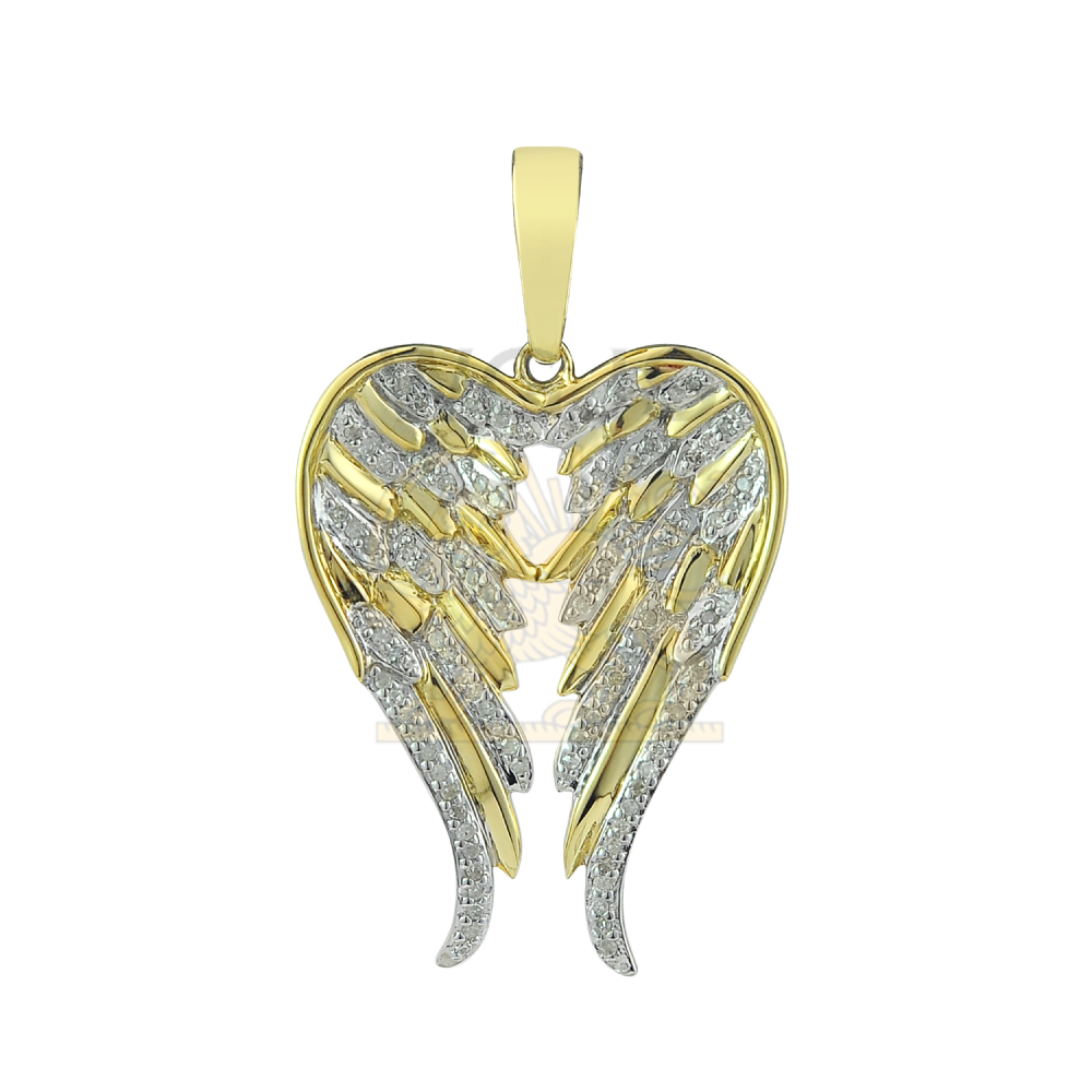 Diamond Angel Wings Pendant -- 0.33CT 10K Yellow Gold