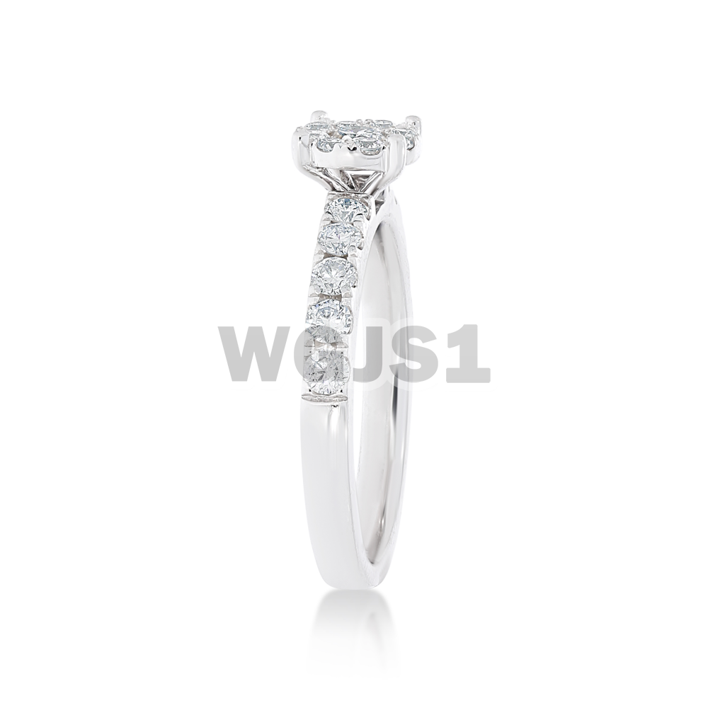Diamond Engagement Ring 1/2 Eternity Setting 0.74 ct. 14k White Gold