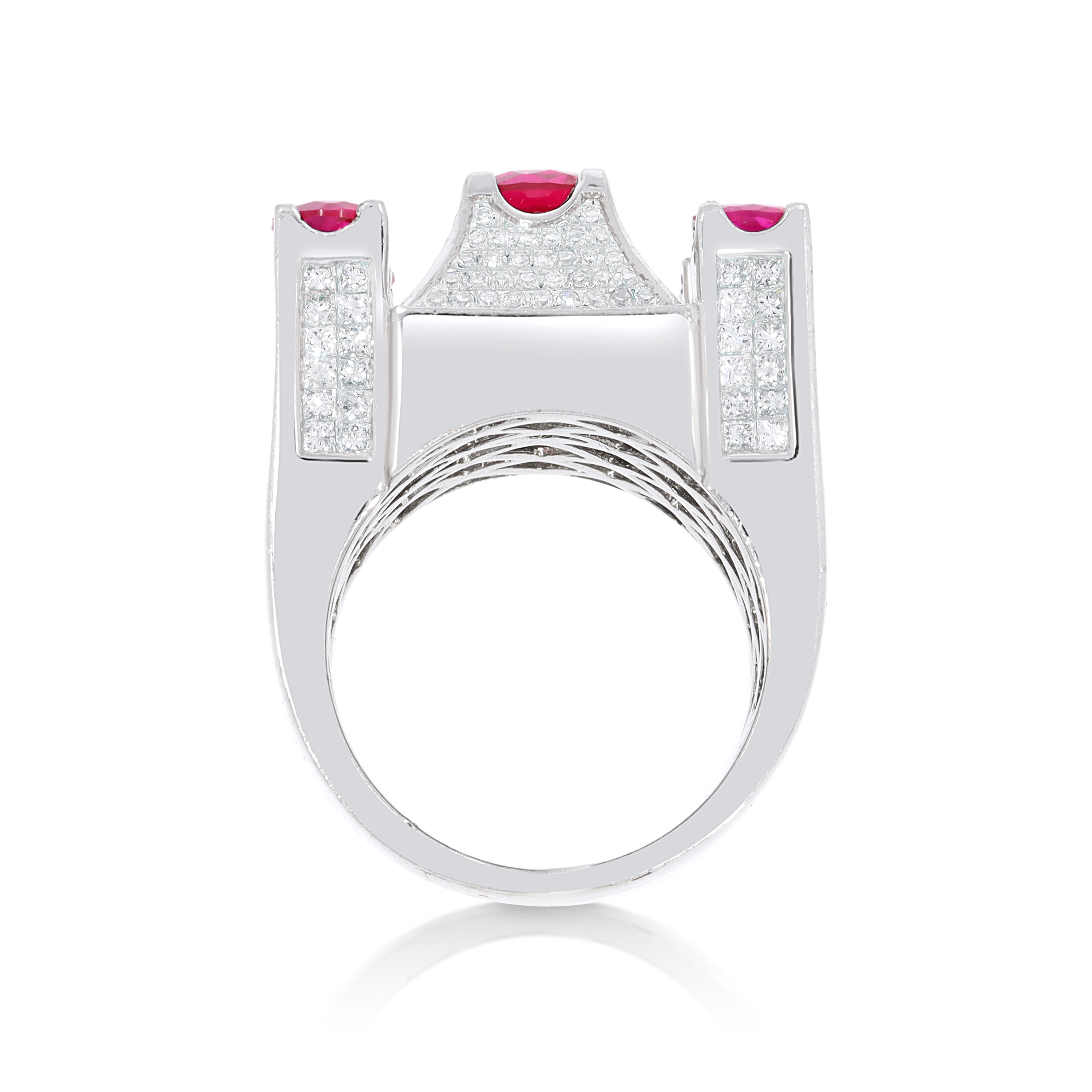 Diamond and Ruby Ring  8.36 ct. 14K White Gold