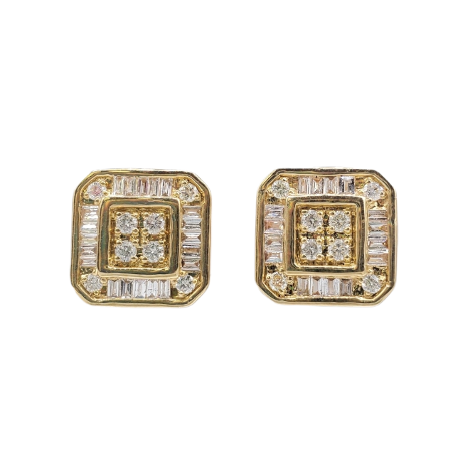 Diamond Square Earrings 0.44ct 10K Yellow Gold