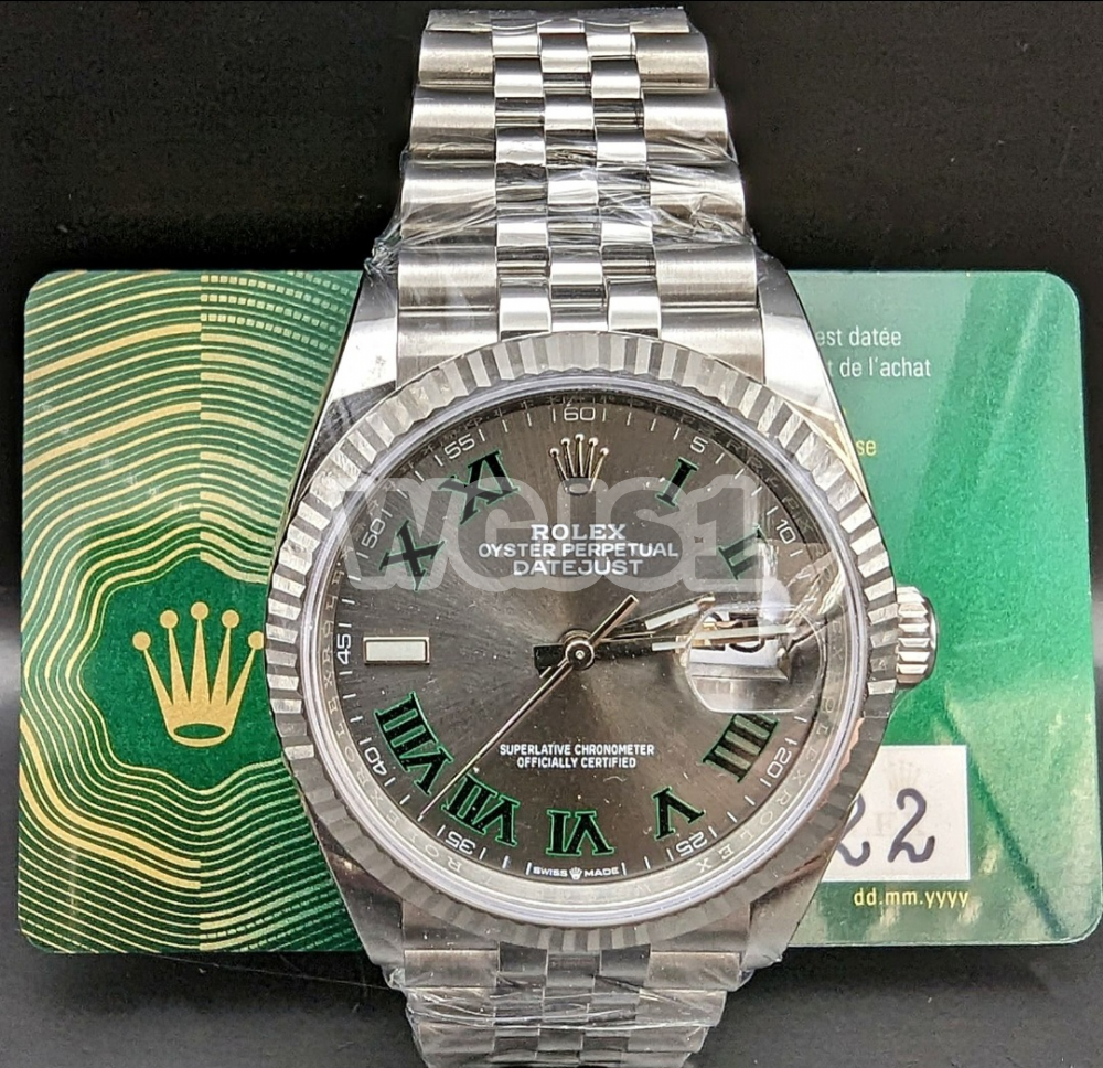 2022 Rolex 36 MM Datejust Watch 'Wimbledon' Dial Box and Paper