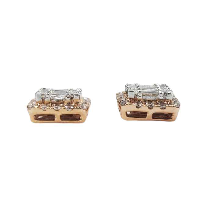 Baguette Diamond Square Earrings 1.30ct 14k Rose Gold