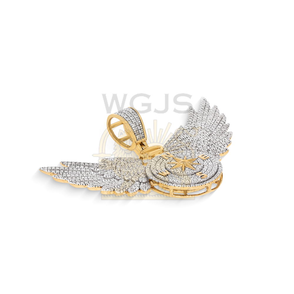 Diamond Compass With Wings Pendant 0.99 ct. 10k Yellow Gold