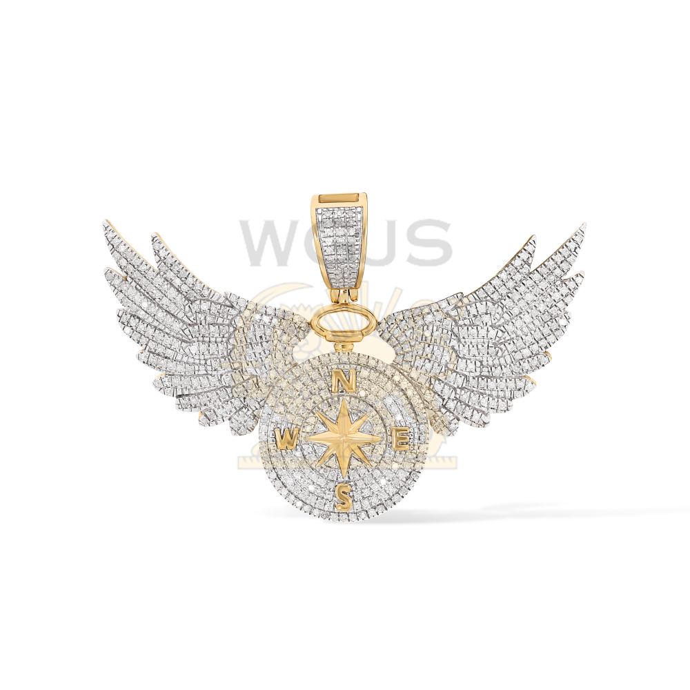 Diamond Compass With Wings Pendant 0.99 ct. 10k Yellow Gold