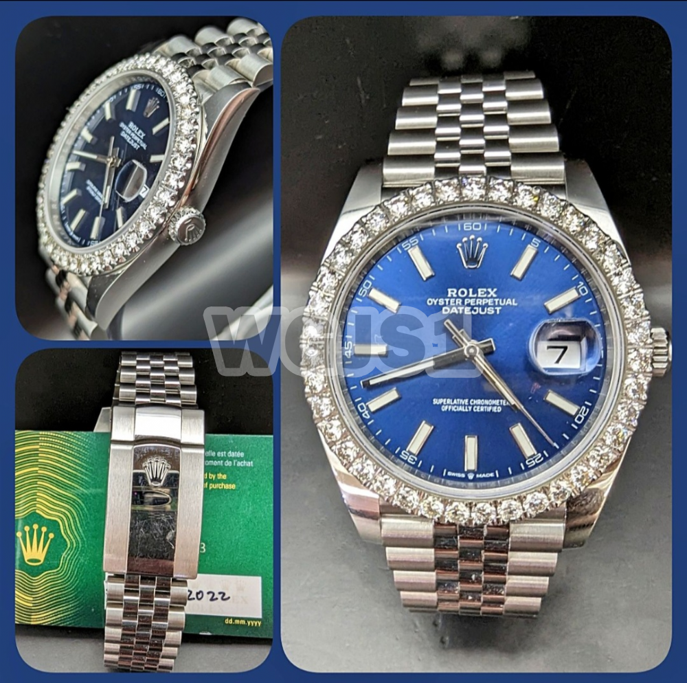 2022 Rolex Datejust 41 MM 3.50 ct. Diamond Bezel With Paper