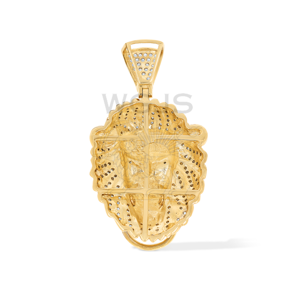 Diamond Lion Head Pendant 0.93 ct. 10k Yellow Gold 13.93 g  1.3 inch