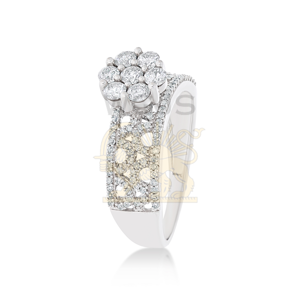 Diamond Engagement Ring Cluster Setting 0.77 ct. 14k White Gold